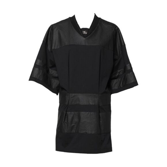 Dolce & Gabbana Black Cotton Short Sleeves V-neck Women's T-shirt